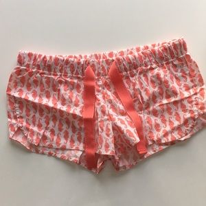 White and coral sleep shorts